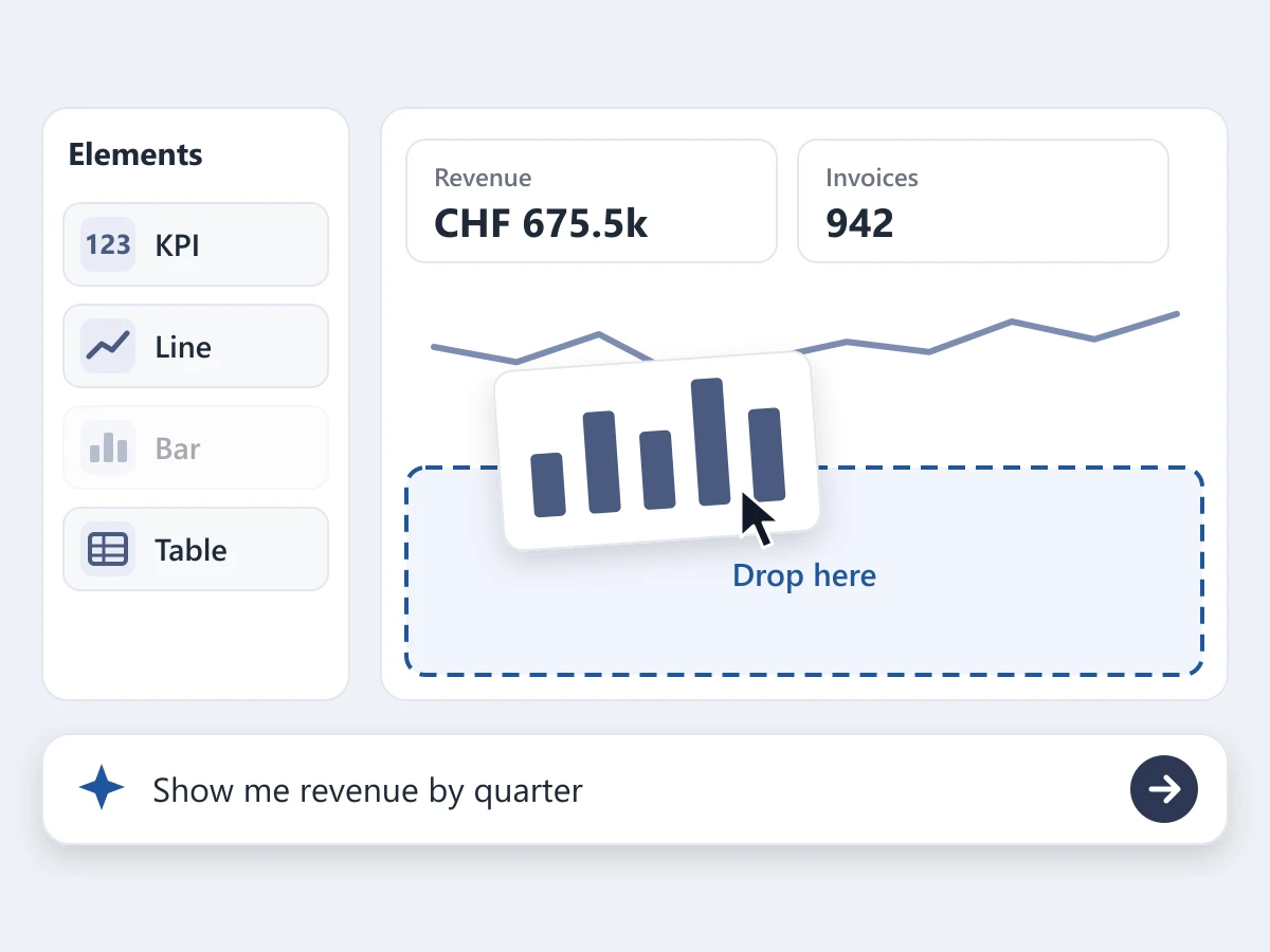 A report being customised with drag and drop